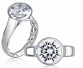 Impeccable Accent Beach Vibes A. JAFFE Round Center Solitaire Diamond Engagement Ring Setting in 14K White Gold