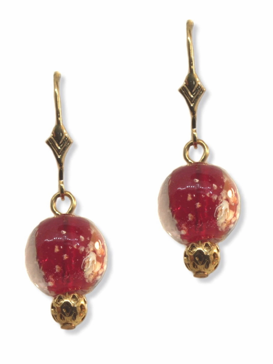 Premium Creation Glow in the Dark Earrings Red Handmade Lampwork Glass Dangles