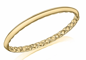 Fashionable Accent Dazzling Touch A. JAFFE Quilted 6.5 inch Bangle Bracelet in 14K Yellow Gold