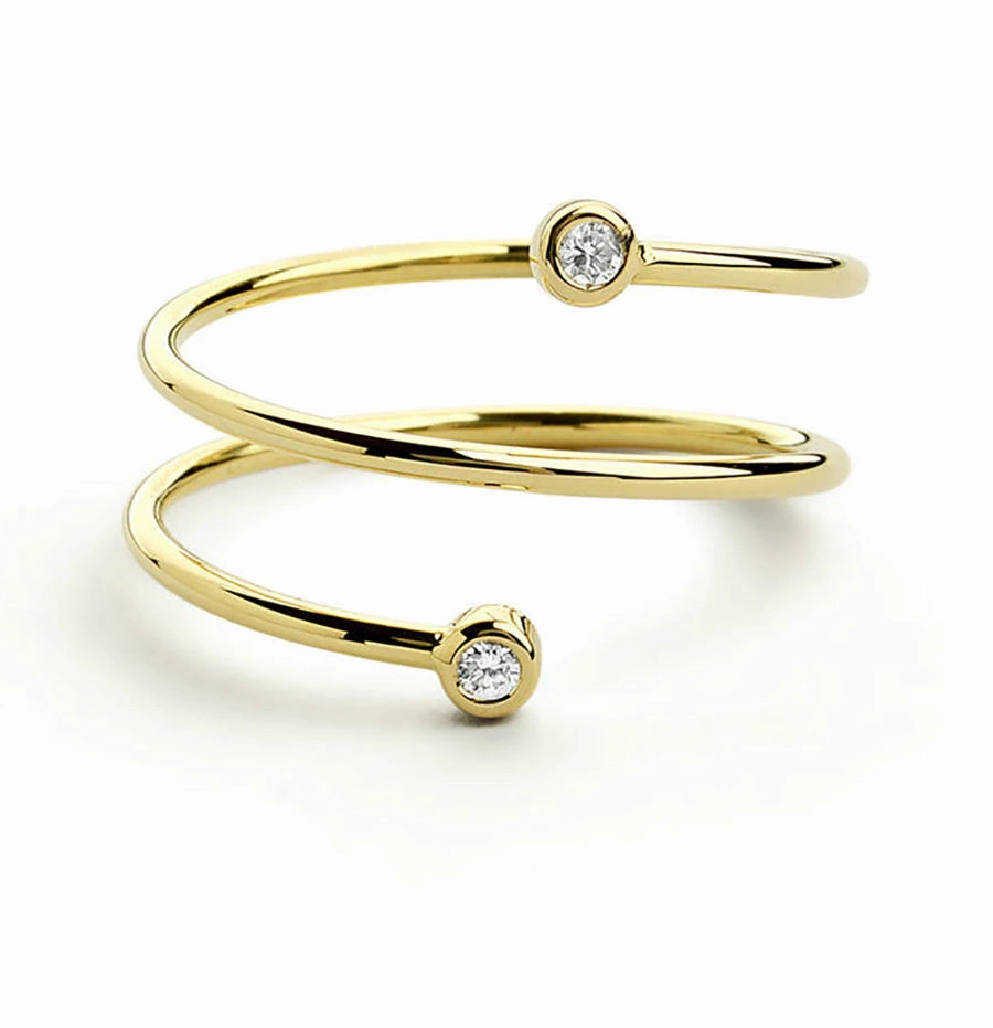 Brilliant Expression 0.10 ct TDW Round Brilliant Real Spiral Stackable Ring