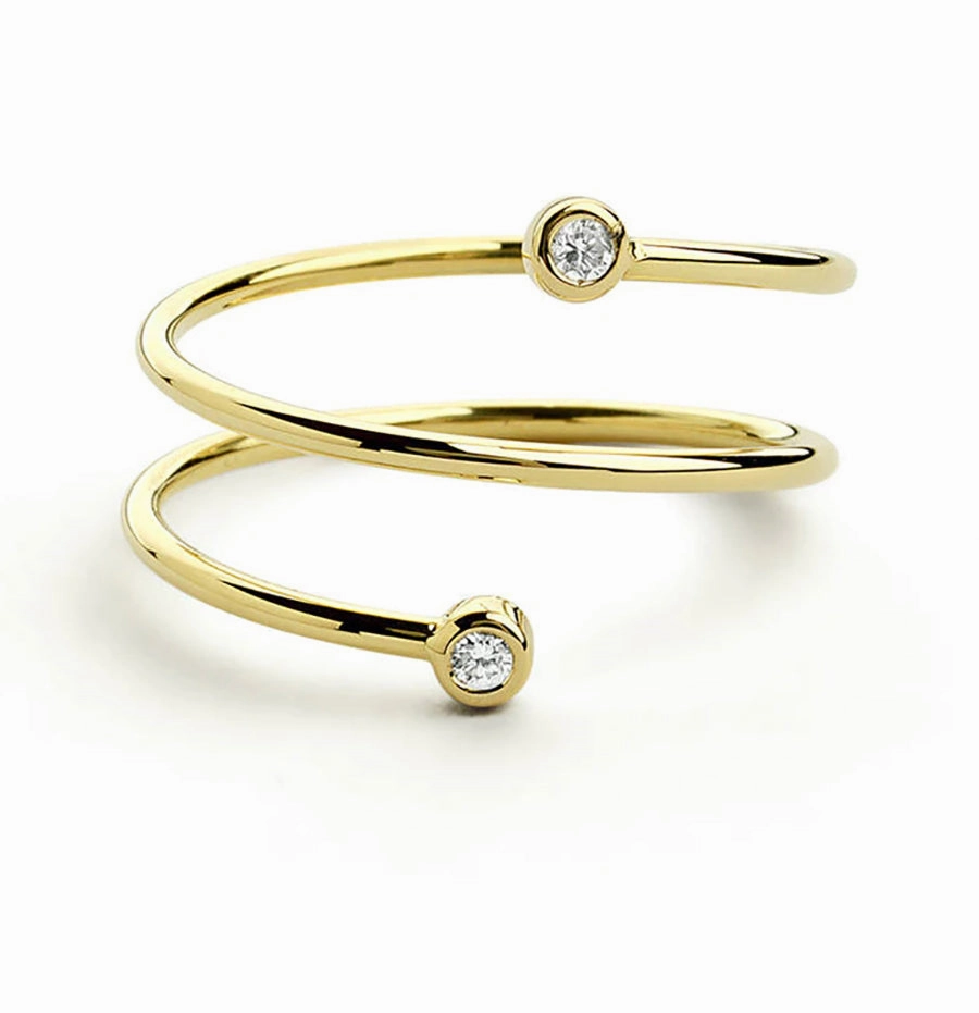 Hypoallergenic Embellishment Coated Material 0.10 ct TDW Round Brilliant Real Spiral Stackable Ring