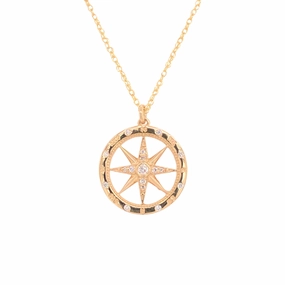 Wedding Ensemble David Connolly | Medium Windrose Style Round Diamond Compass Pendant