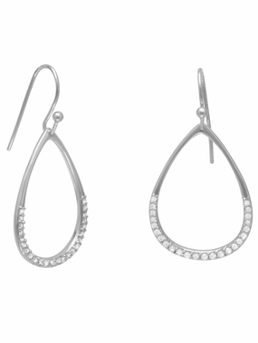Chic Decor Adorable Accessory Teardrop Shape Earrings with Cubic Zirconia Rhodium on Sterling Silver