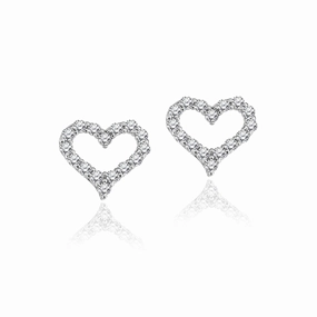 Stunning appearance Square Jewelry Dazzling Round Cut Heart Shaped Stud Earrings for Women in Silver