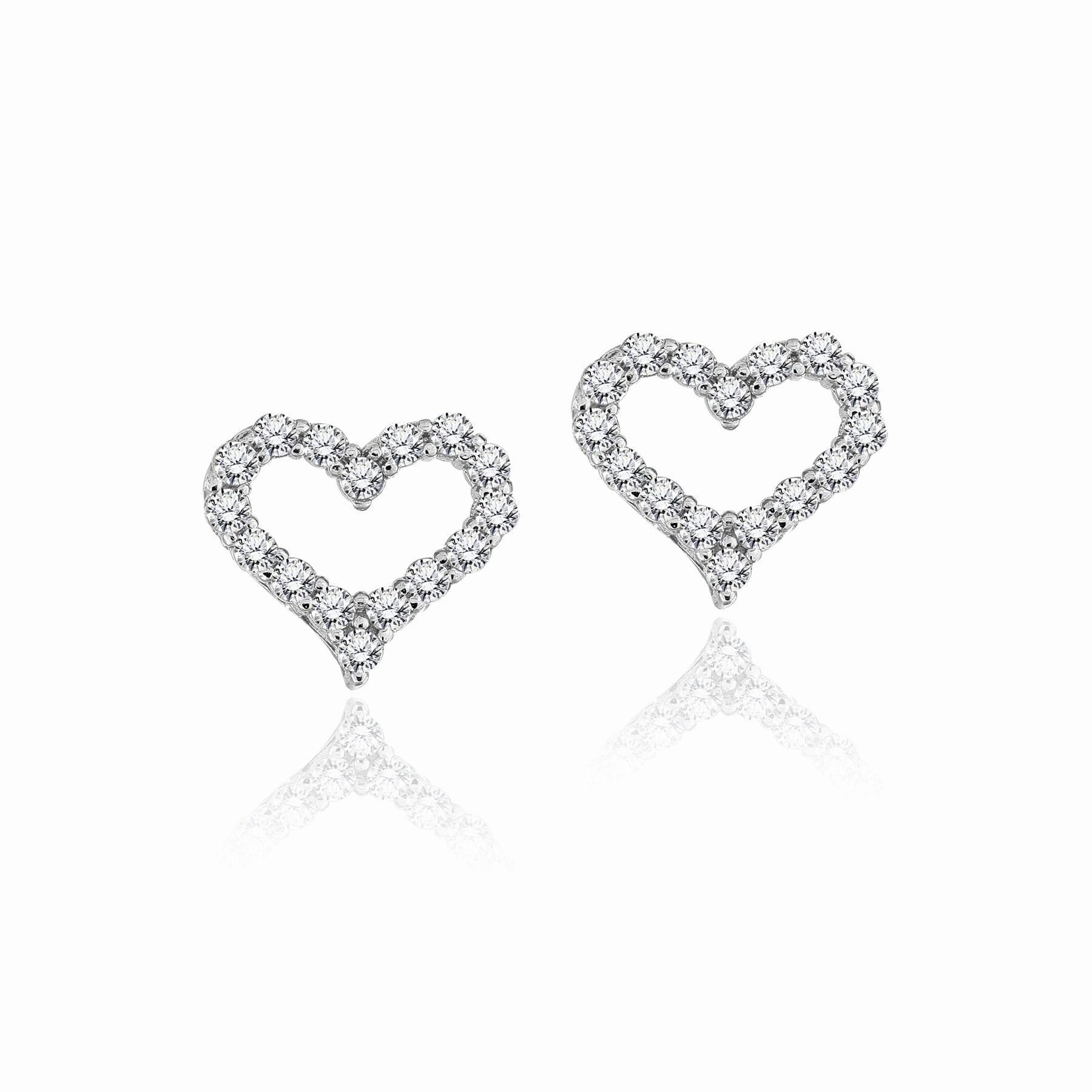 Daytime Item Luxurious Ornament Dazzling Round Cut Heart Shaped Stud Earrings for Women in Silver