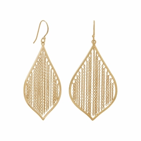 Modern Choice Gold-plated Sterling Silver Fringe Chain Leaf Earrings