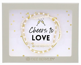 Dee Berkley 7 inch Bracelet in Yellow Gold Filled "Cheers To Love" Stylish Finish Casual Combo