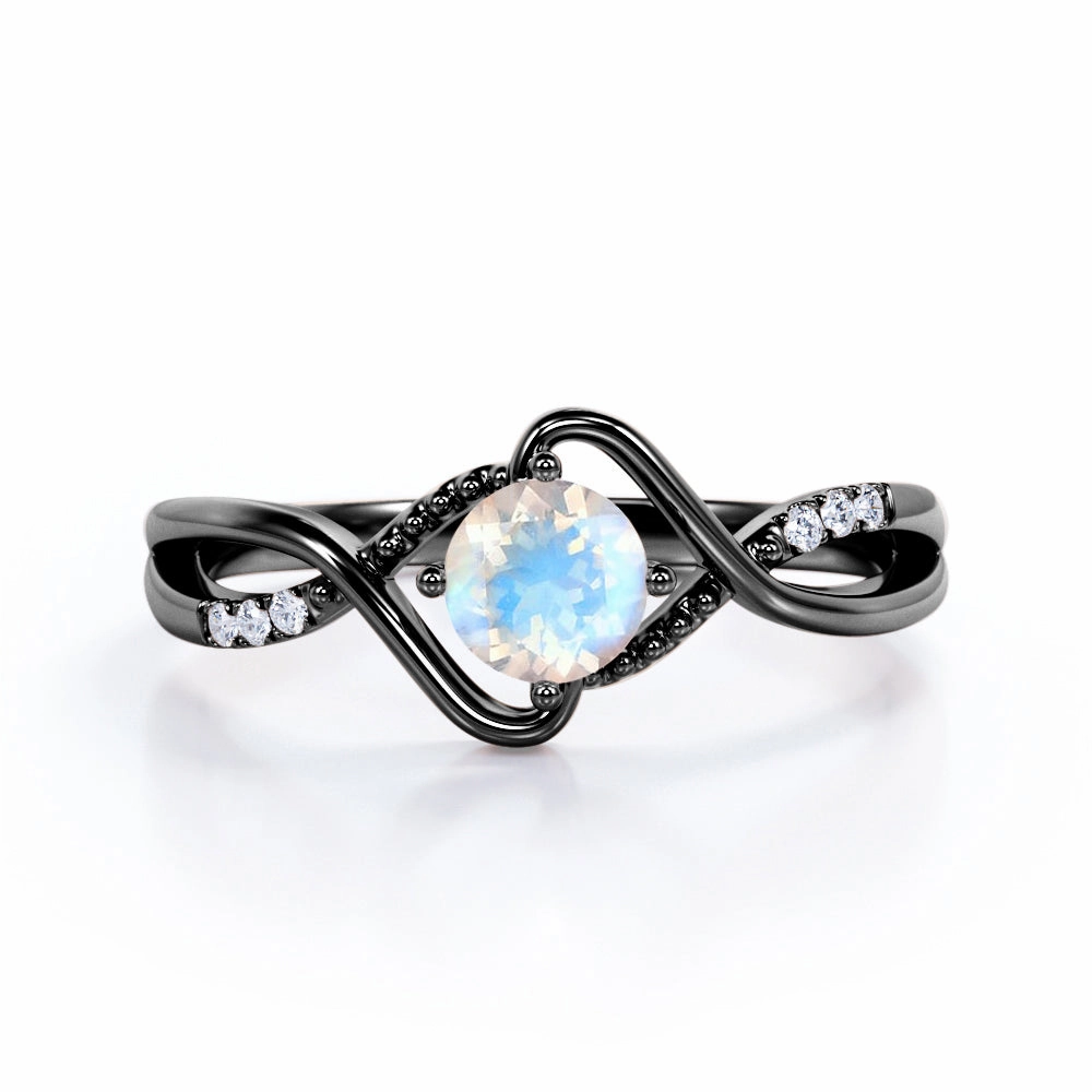 0.55 ct Round Moonstone Twisted Shank Engagement Ring Favorite Present