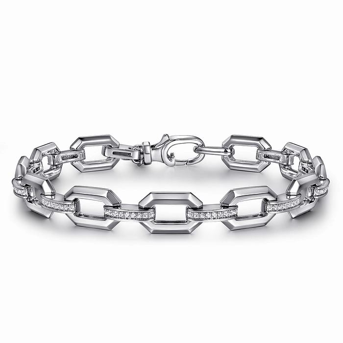 Sterling Silver White Sapphire Link Chain Tennis Bracelet Sleek Glow