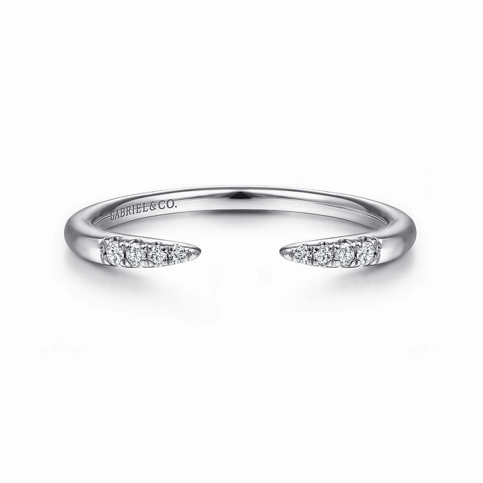 14K White Gold Open Diamond Tipped Stackable Ring Refined Choice Outdoor Style