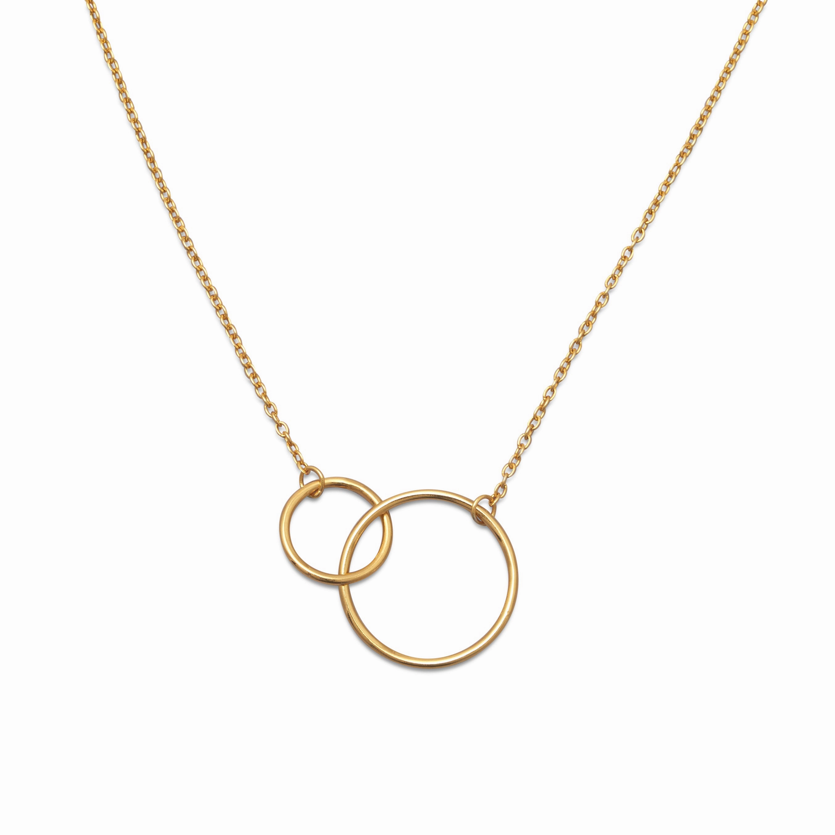 Double Circle Link Necklace Gold-plated Sterling Silver Caring Gift