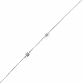 Gilded Edge Versatile Art Star Anklet Cubic Zirconia Ankle Bracelet Adjustable Length Rhodium-plated