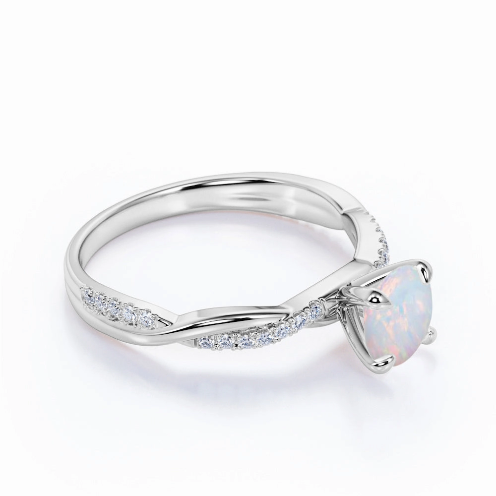 Delicate Bauble Infinity 1.50 Ct Round Cut Lab Created Opal Engagement Ring