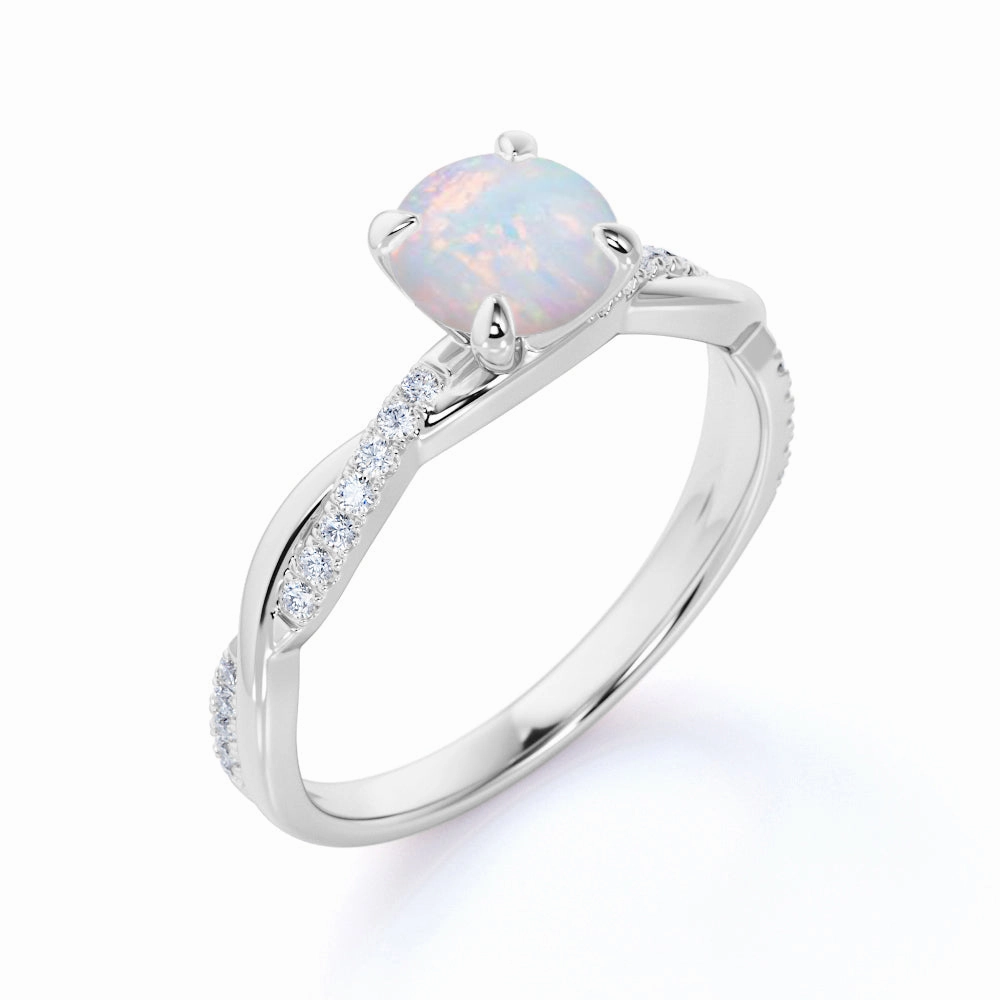 Infinity 1.50 Ct Round Cut Lab Created Opal Engagement Ring Soft Glimmer Branded Gift