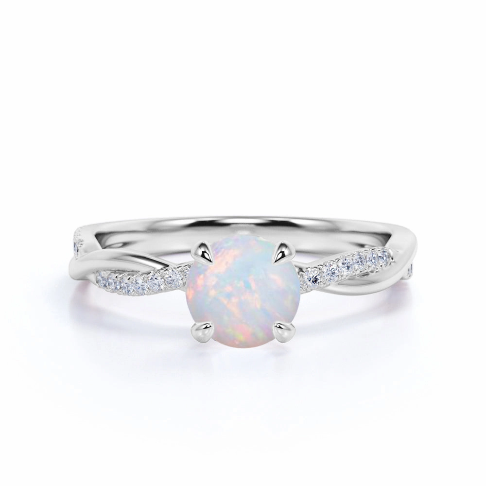 Infinity 1.50 Ct Round Cut Lab Created Opal Engagement Ring Brilliant Adornment