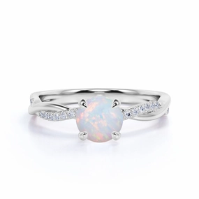 Infinity 1.50 Ct Round Cut Lab Created Opal Engagement Ring Brilliant Adornment