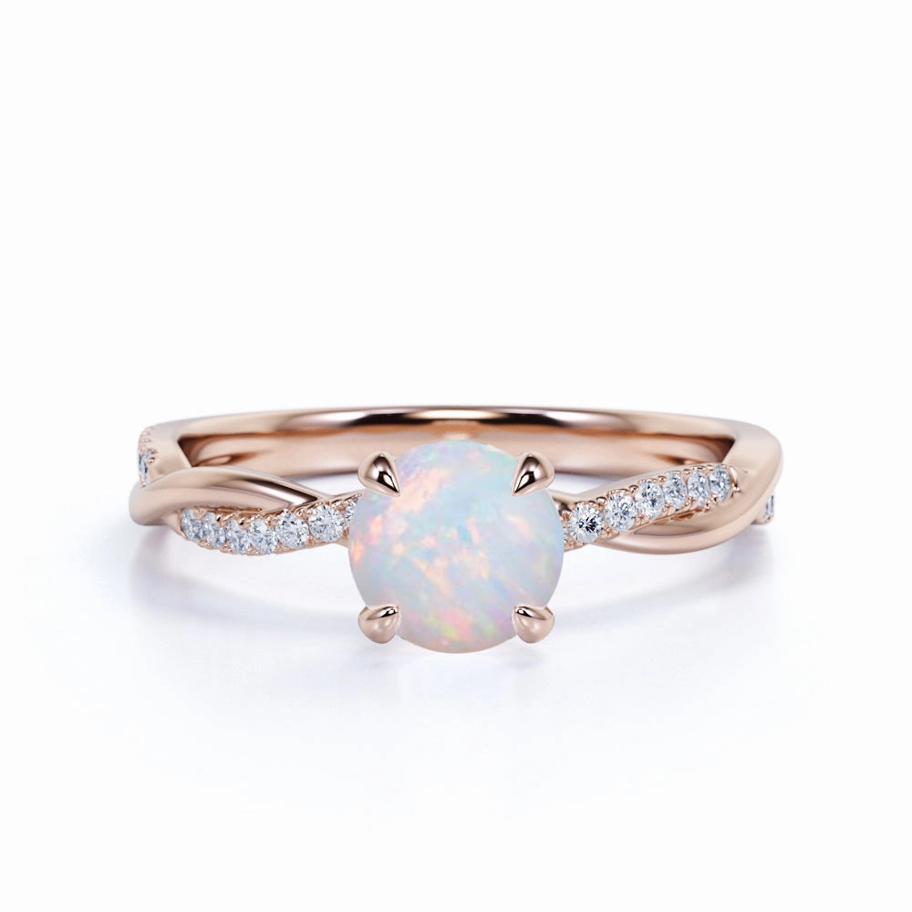 Stylish Present Superior Item Infinity 1.50 Ct Round Cut Lab Created Opal Engagement Ring