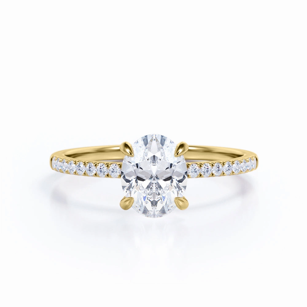 Versatile Jewelry Virtual Item Pave 1.50 Carat Oval Cut Moissanite Engagement Ring