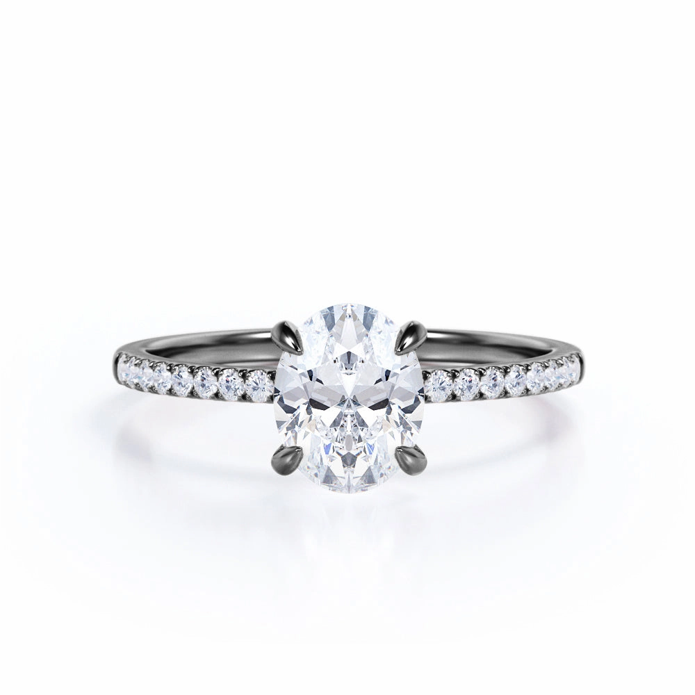 Pave 1.50 Carat Oval Cut Moissanite Engagement Ring Acid Proof