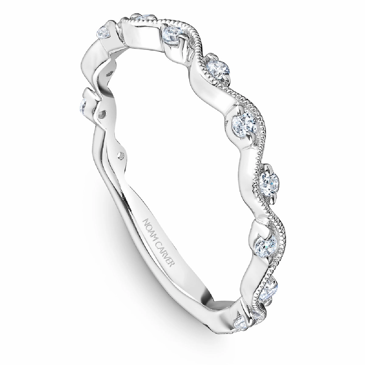 Radiant Pieces Finish Noam Carver Half Anniversary Diamond Wedding Ring in 14K White Gold (0.20ctw)