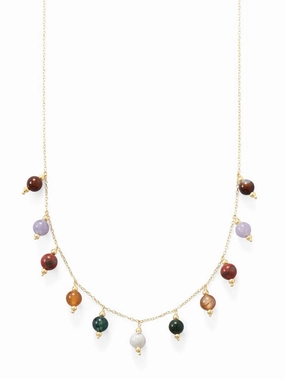 Stone Bead Charm Drop Necklace Gold-plated Sterling Silver Fantastic Style Superior Adornment