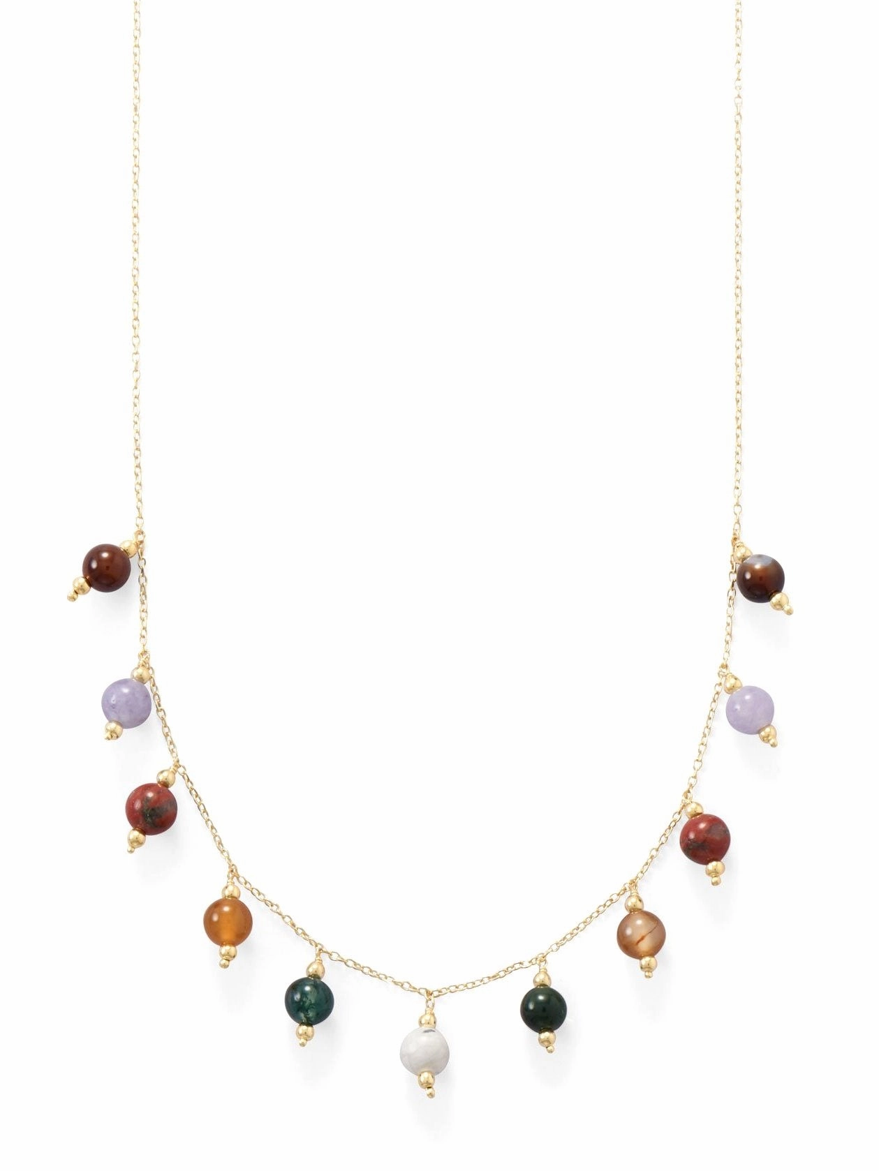 Stone Bead Charm Drop Necklace Gold-plated Sterling Silver Fantastic Style Superior Adornment