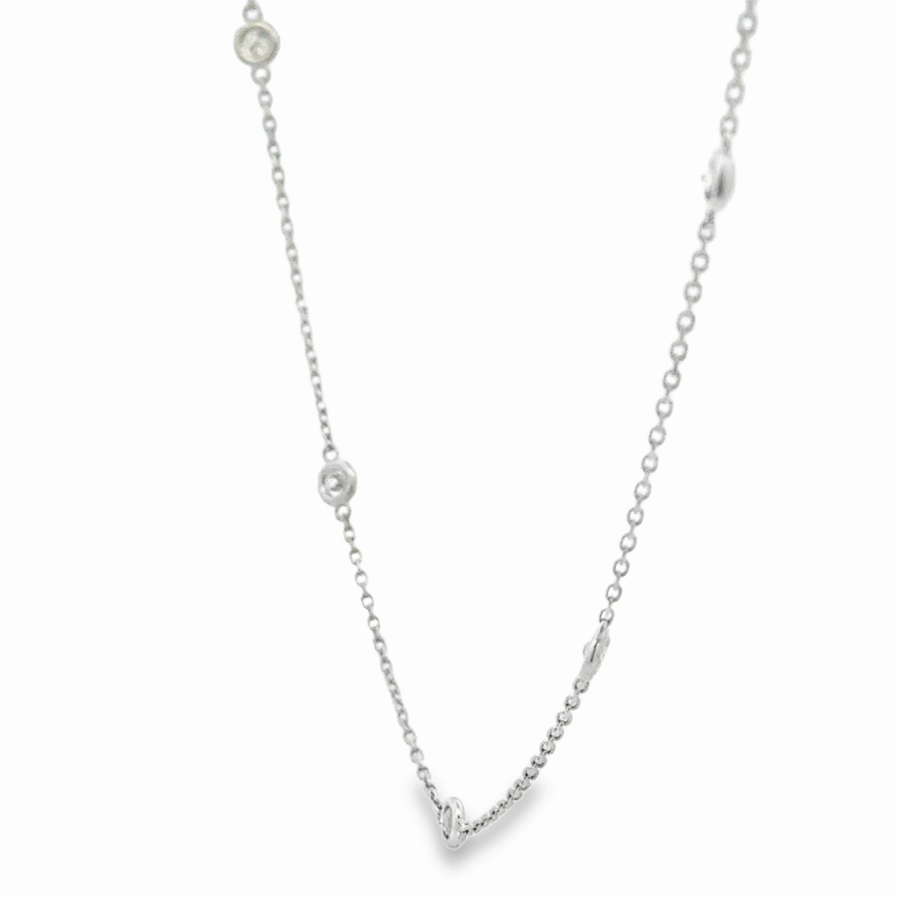 Bold Style Beautiful finish 14K White Gold Diamonds by the Yard Style Necklace - 1.55 Carats