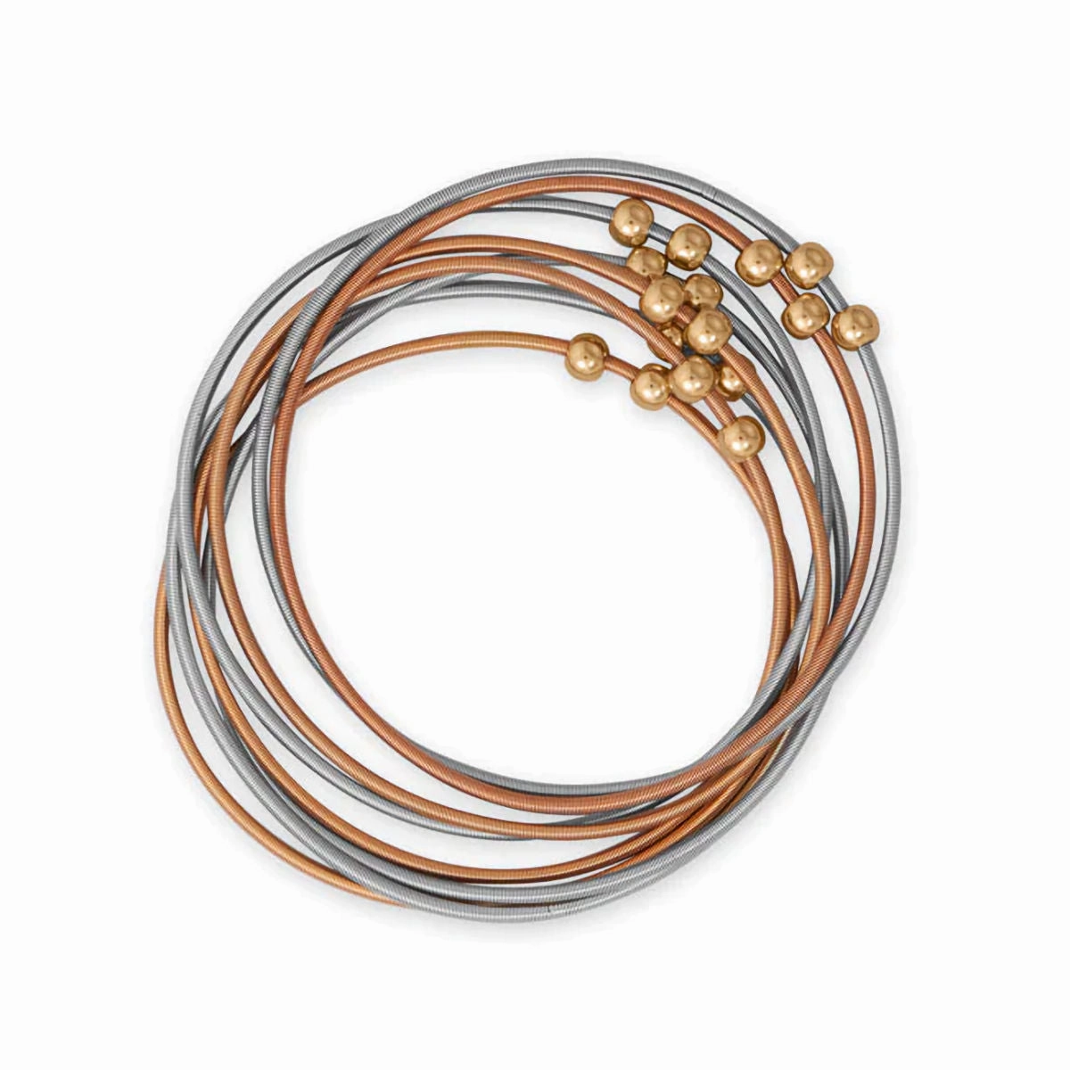 Set of 8 Stretch Bangle Bracelets Two-tone Guitar String Style Forever In Vogue Immediate View