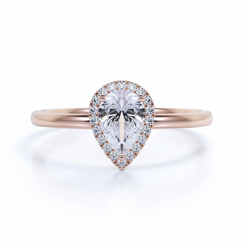 Soft Polish Wonderful Statement Design 0.50 Ct Pear Cut Diamond Engagement Ring