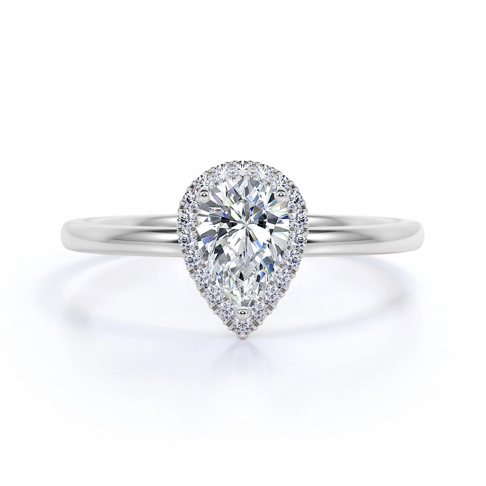 Design 0.50 Ct Pear Cut Diamond Engagement Ring Gorgeous Look Refined Detail
