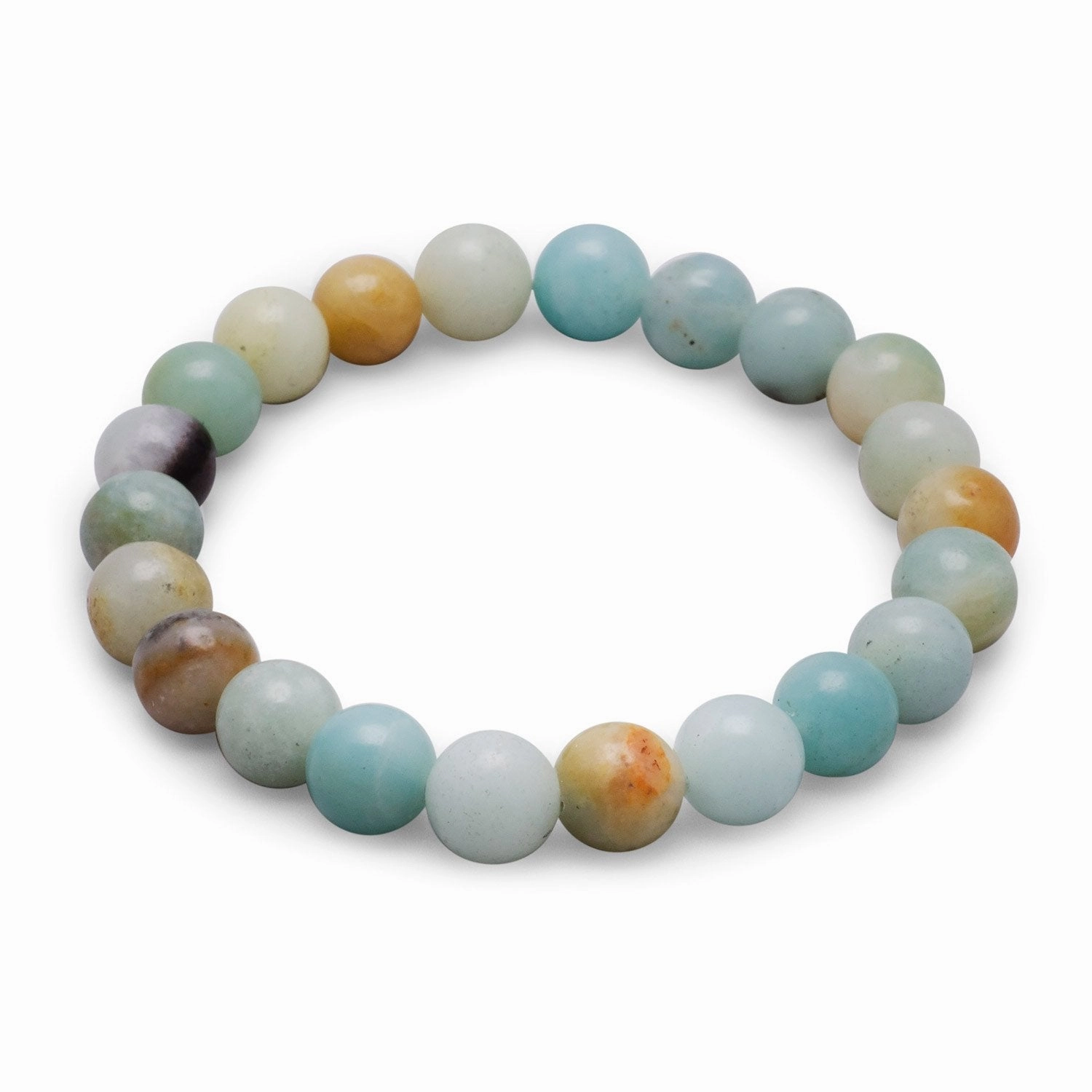 Memorable Amalgamations Stretch Bracelet with 8mm Amazonite Varied Color Beads