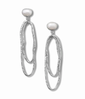 Designer-inspired Cultured Freshwater Pearl Earrings with Textured Drop Sophisticated Feature
