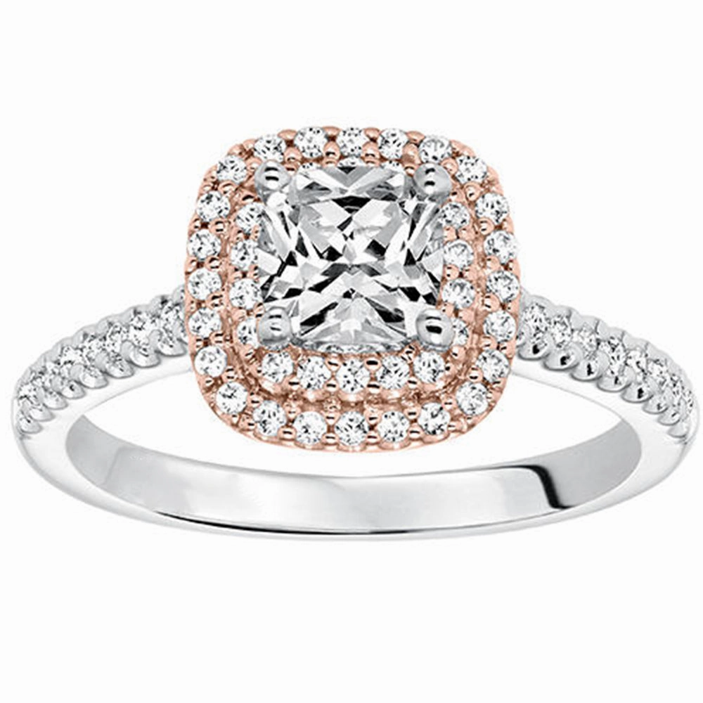 Double Halo 1 Ct Cushion Cut Diamond Engagement Ring Branded Ornament