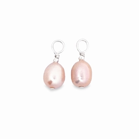 Sterling Silver Pink Freshwater Pearl Earring Charms Effortless Touch Unique Shape