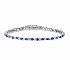 Lux Appeal Bremer Jewelry Diamond and Sapphire Tennis Bracelet in 18K White Gold (3.45ctw)