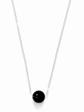 Single Bead Floating Necklace with Black Onyx Bead Sterling Silver family gathering