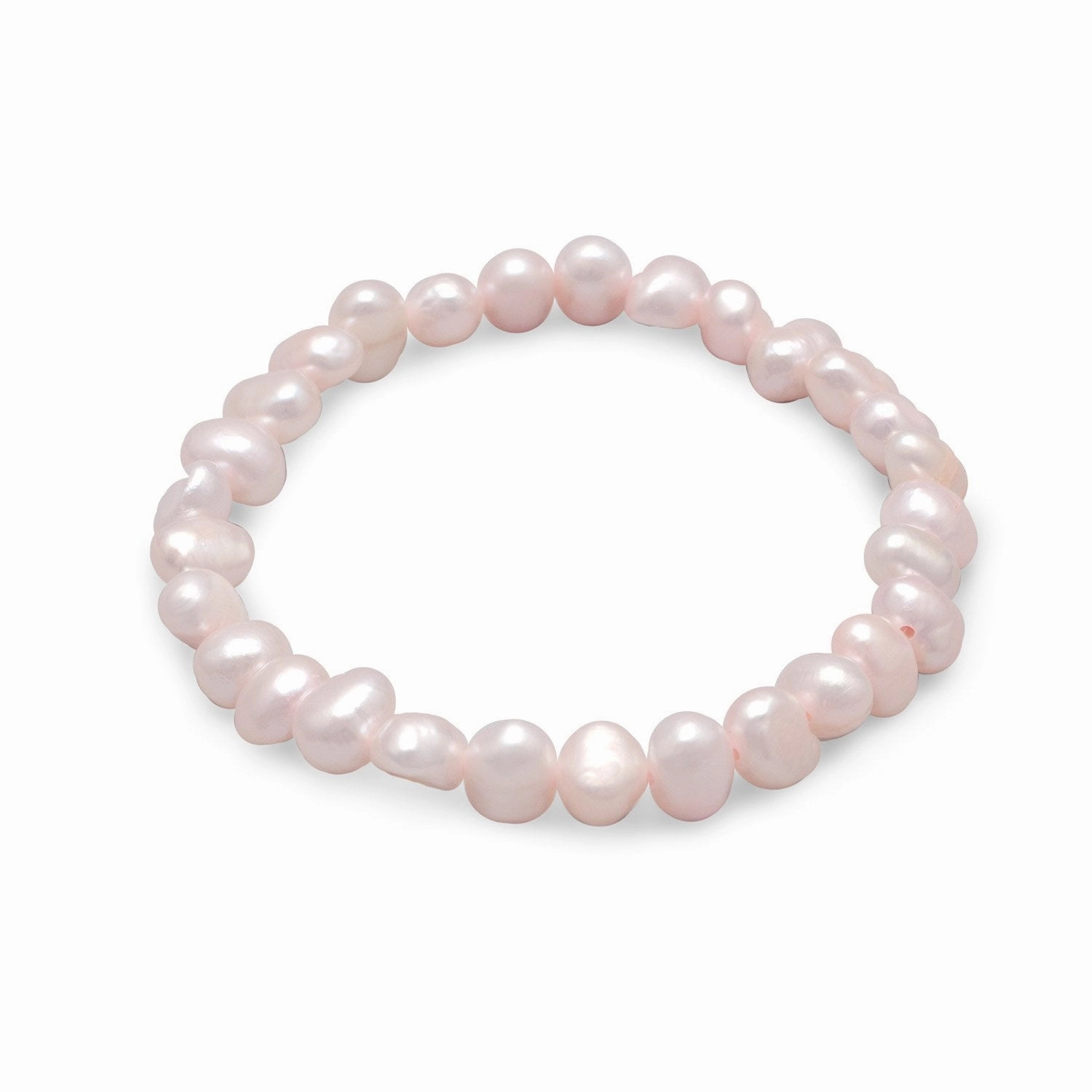 Dyed Light Pink Cultured Freshwater Pearl Stretch Bracelet Positive Composites relaxed elegance