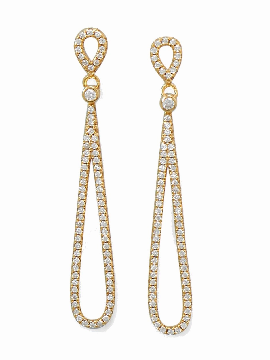 Ornate Creation Double Cubic Zirconia Pear Dangle Drop Earrings Gold-plated Sterling Silver