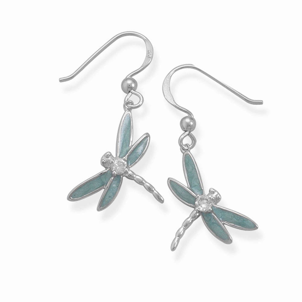 Dragonfly Earrings with Cubic Zirconia Accents Sterling Silver Chic Feature