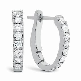 Exclusive Gifts Hearts On Fire Mini Hoop Graduated Round Small Hoop Diamond Earrings in 18K White Gold (.32ctw)