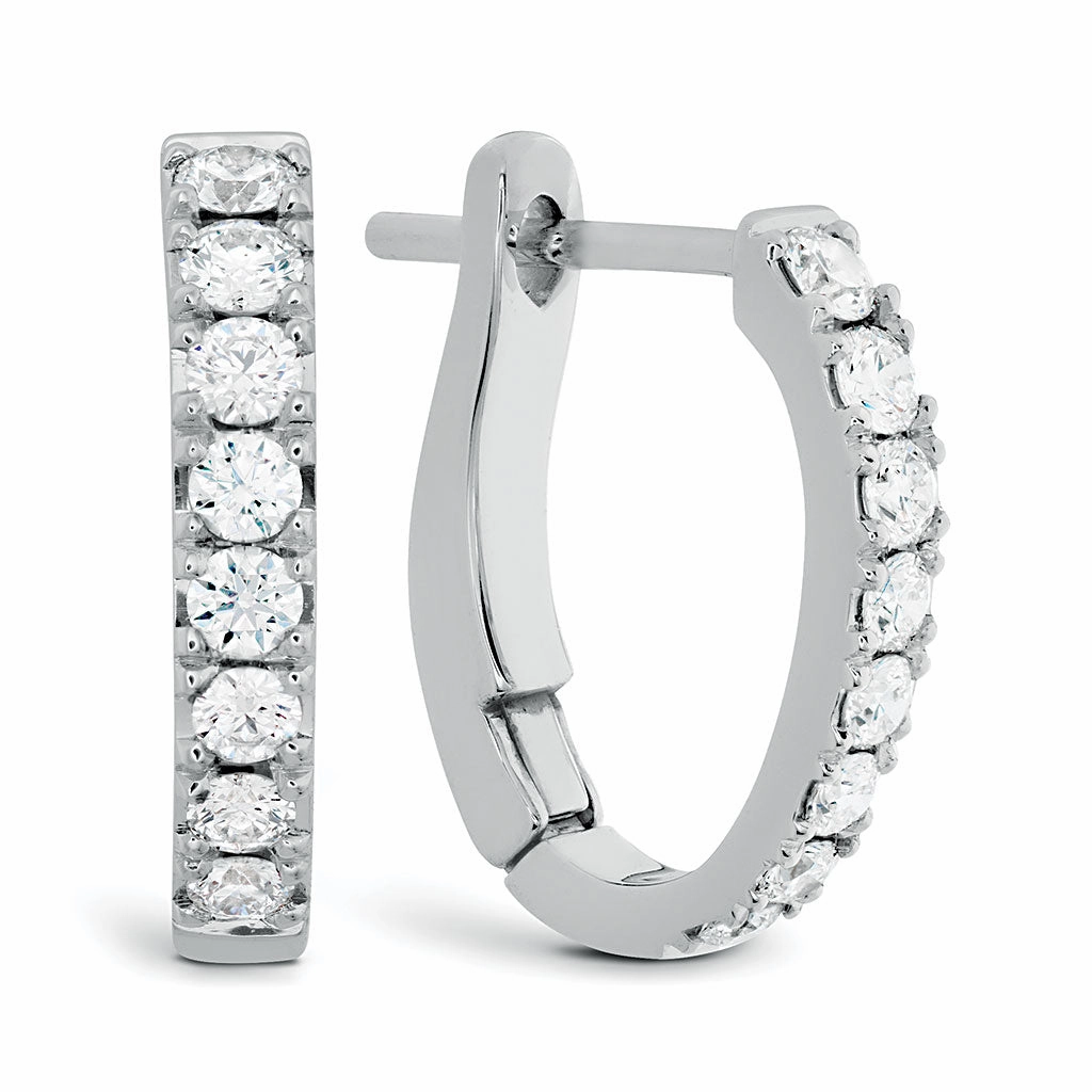 Exclusive Gifts Hearts On Fire Mini Hoop Graduated Round Small Hoop Diamond Earrings in 18K White Gold (.32ctw)