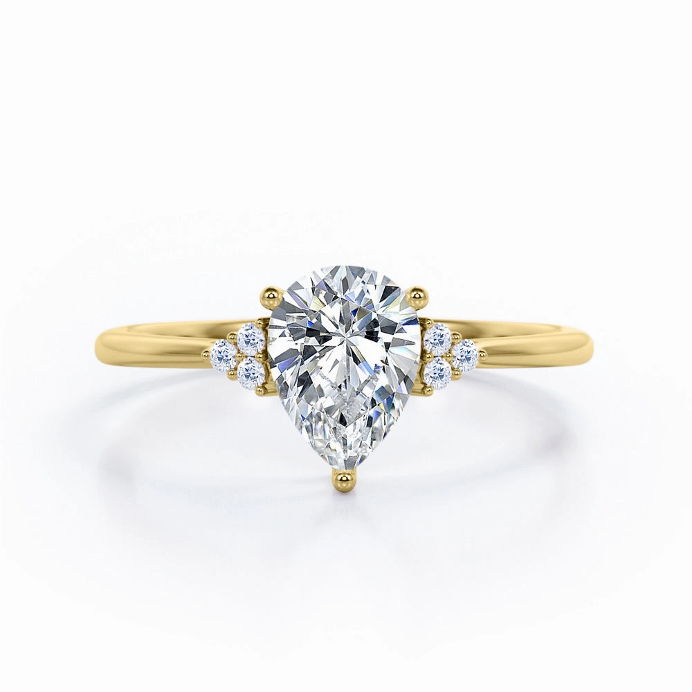 Quality item Seven Stone 1.10 Carat Pear Moissanite Engagement Ring