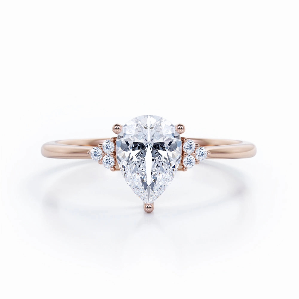 Seven Stone 1.10 Carat Pear Moissanite Engagement Ring Homecoming Wear