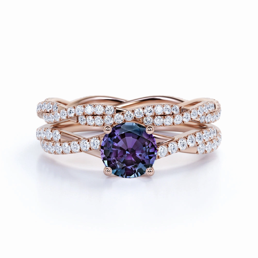 1.75 Ct Round Cut Lab Alexandrite Infinity Bridal Set Chic Symbol Elegant decoration