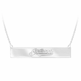trendy youth Ideal Jewelry Cleveland Indians Bar Necklace Sterling Silver MLB Licensed