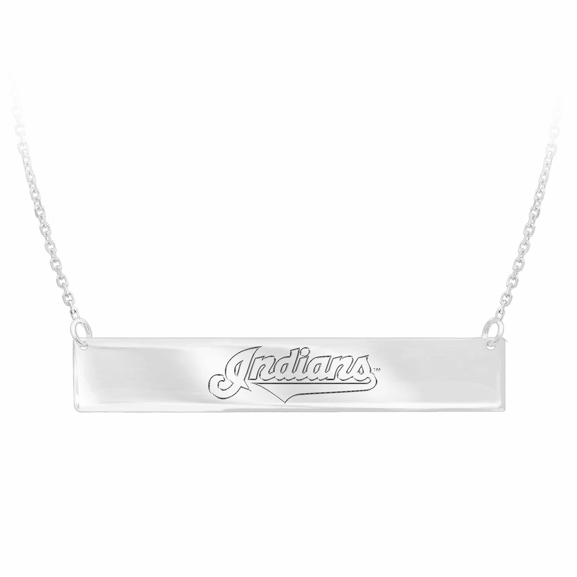 trendy youth Ideal Jewelry Cleveland Indians Bar Necklace Sterling Silver MLB Licensed