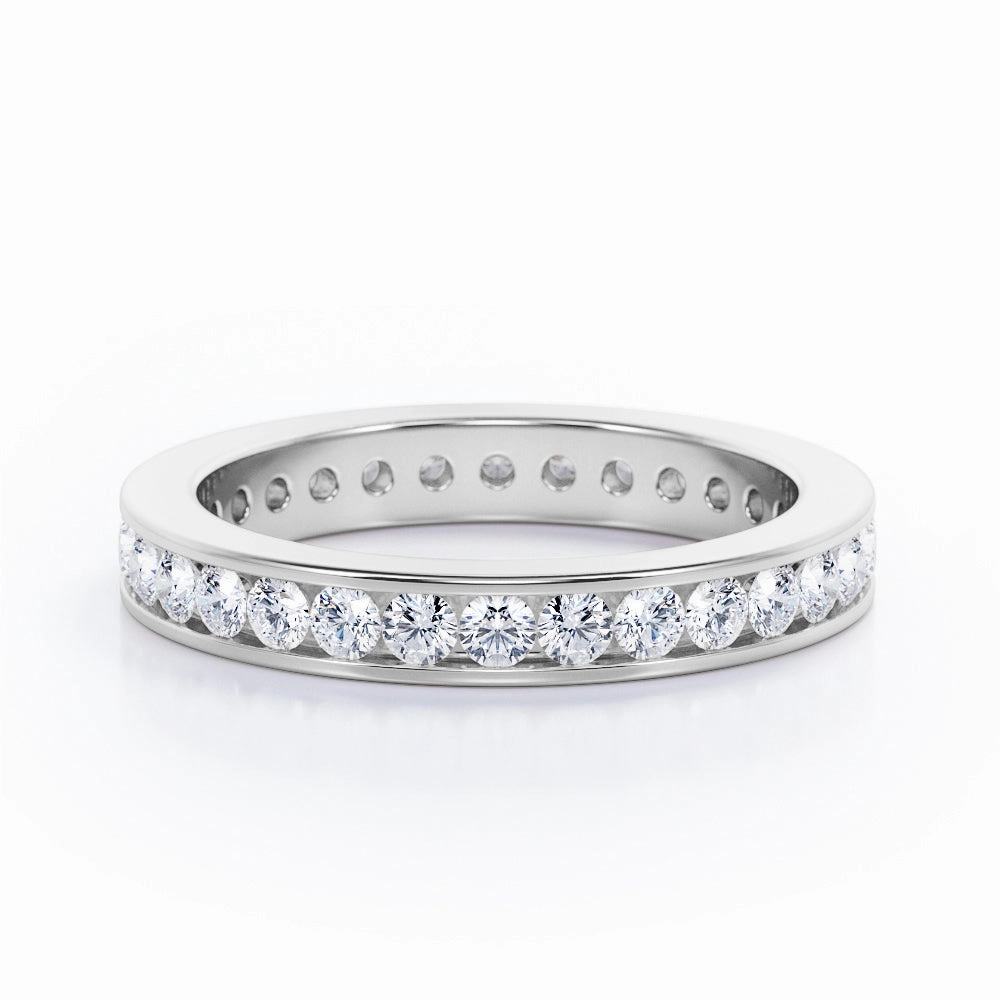 Stylish Work Eternity 0.25 TCW Round Cut Channel Set Stackable Ring