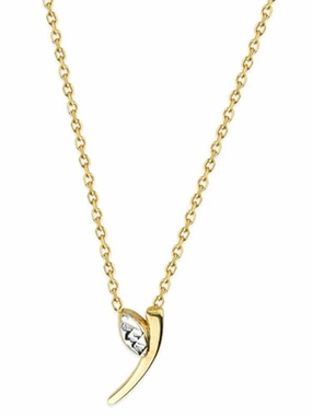 Birthday Accent Pretty Item 14k Yellow Gold Two-Tone Vine Leaf Diamond-cut Pendant Necklace Adjustable Length