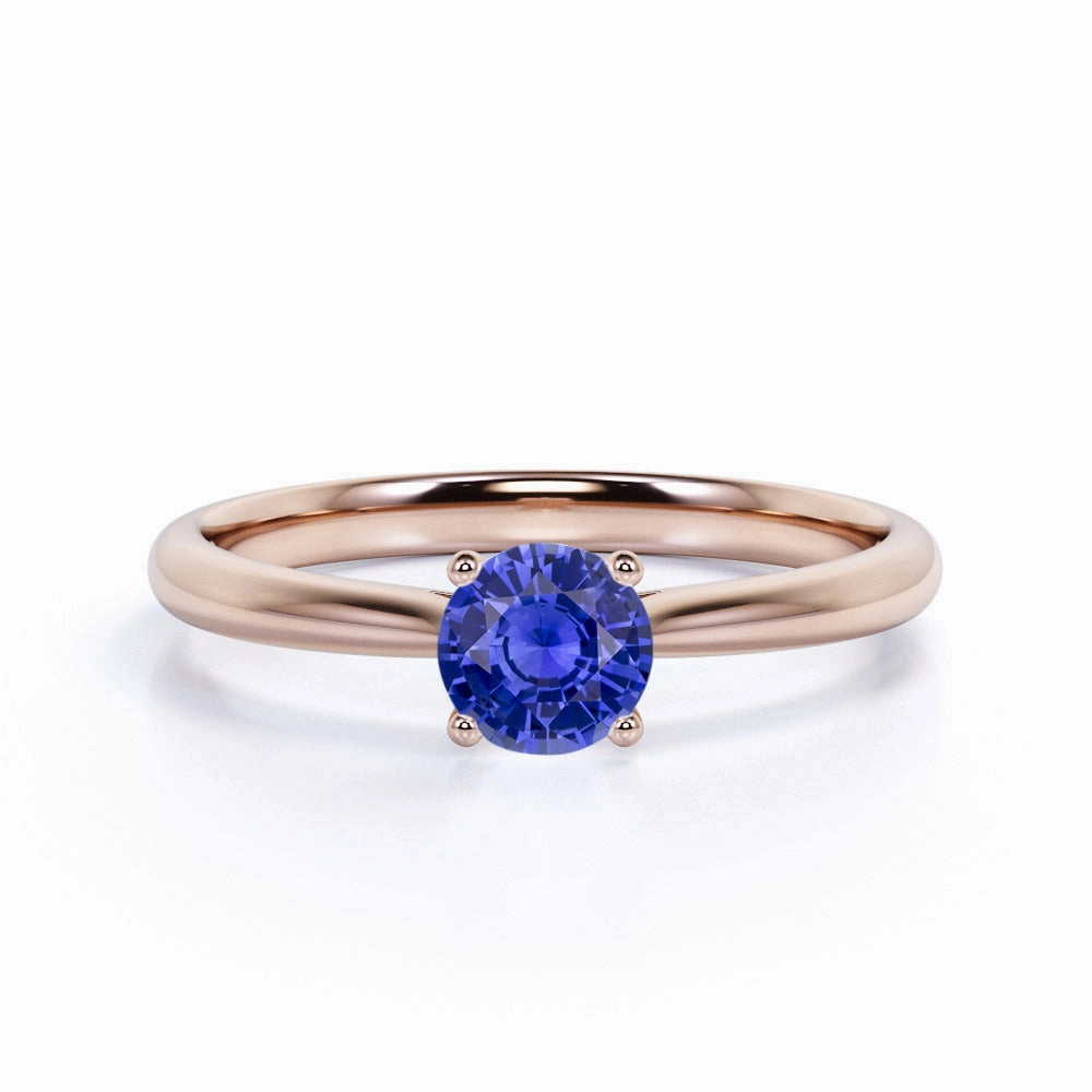 Quality Expression 1 Ct Round Cut Lab Sapphire Solitaire Engagement Ring