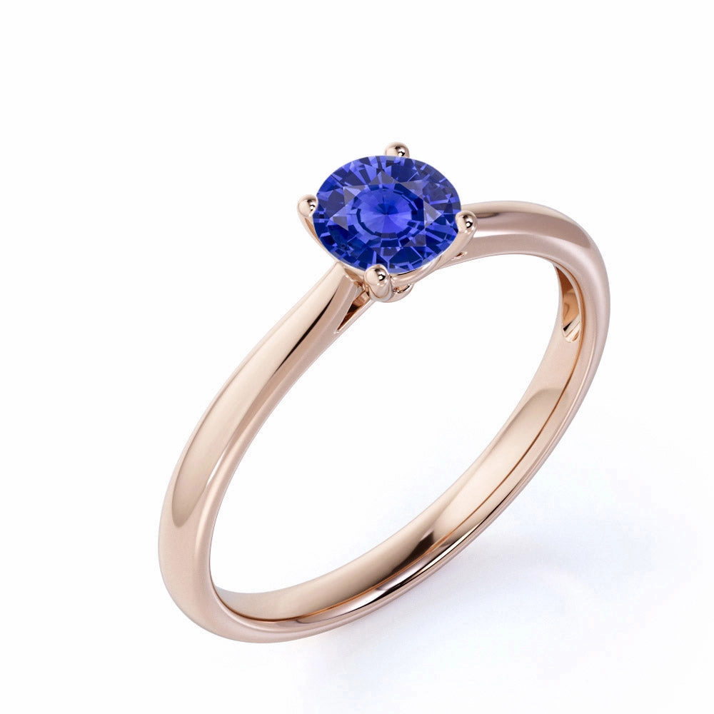 1 Ct Round Cut Lab Sapphire Solitaire Engagement Ring Timeless Treasure Trendy Gift